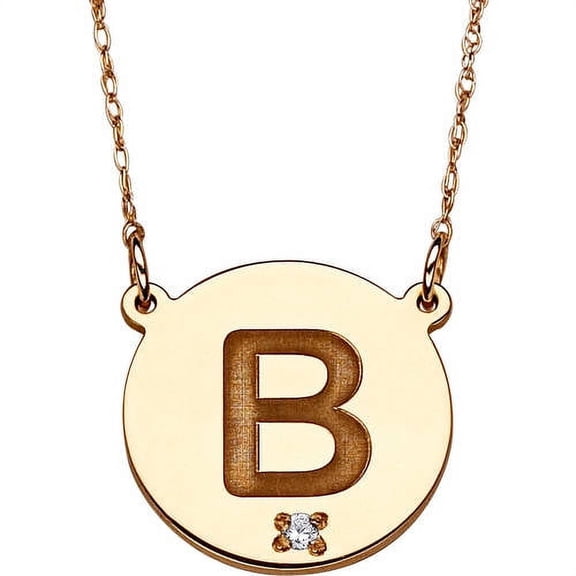 Initial Diamond Disc 10kt Yellow Gold Pendant Necklace, 20"