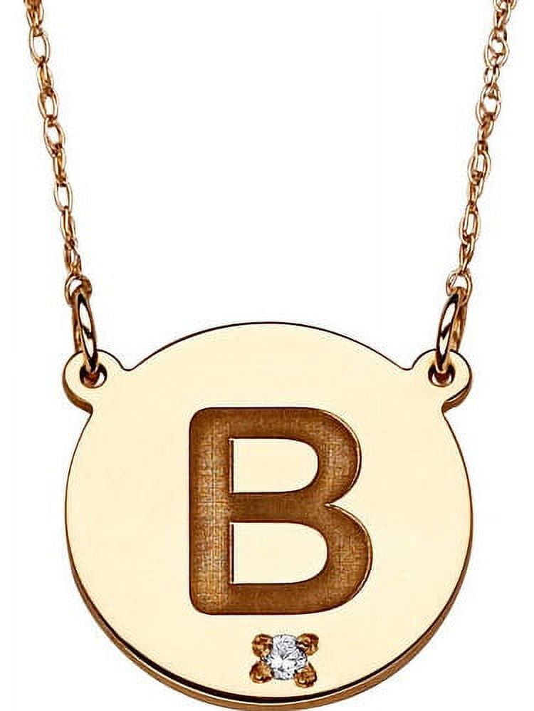 Initial Diamond Disc 10kt Yellow Gold Pendant Necklace, 20"