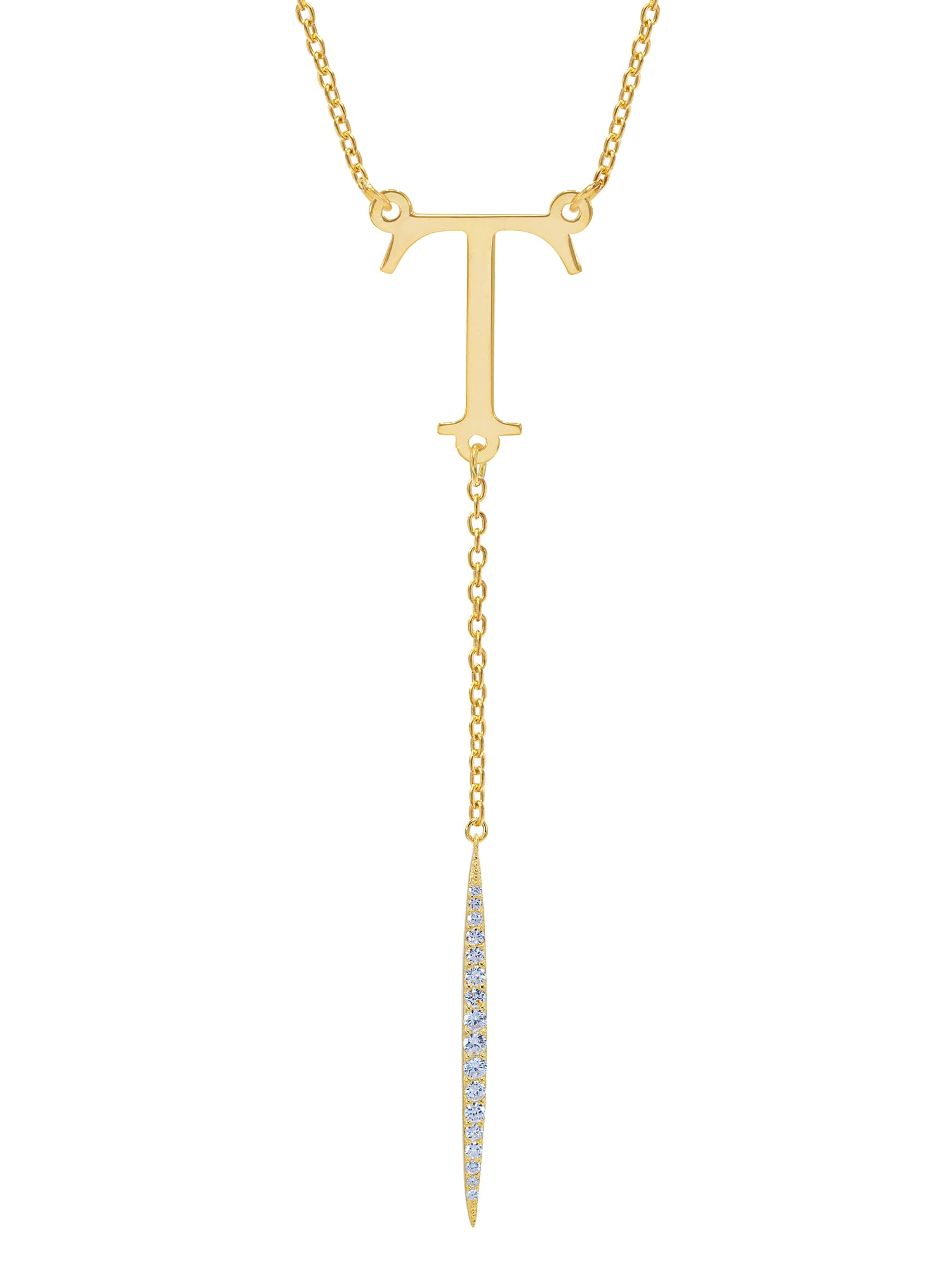 Initial Drop Necklace with Cubic Zirconia