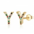thumbnail image 1 of Initial Earrings for Women 925 Sterling Silver Post Gold Plated stud Earrings CZ Hypoallergenic Earrings for Women Jewelry Gifts, 1 of 7