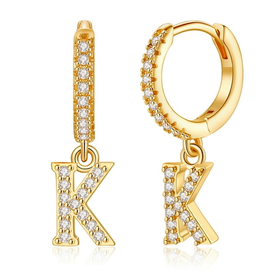 Initial Earrings for Women S925 Sterling Silver Post Hypoallergenic Letter Huggie Hoop Earrings