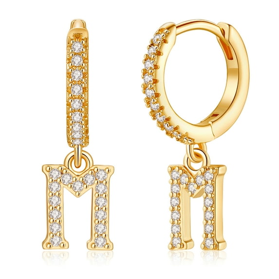 Initial Earrings for Women S925 Sterling Silver Post Hypoallergenic Letter Huggie Hoop Earrings