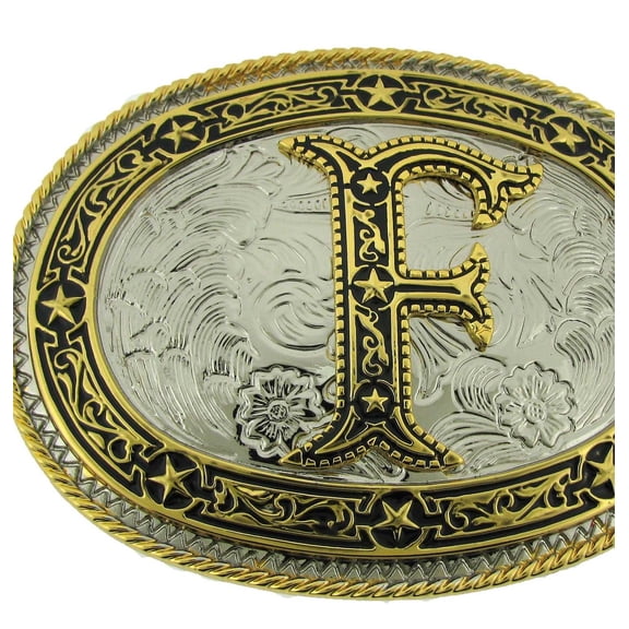 Initial F Belt Buckle American US Alphabet Monogram Letter Vintage Metal Rodeo