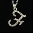 thumbnail image 1 of Initial F Necklace Chain Clear Stone Crystal Rhinestone Silver Tone Pendant NEW, 1 of 1