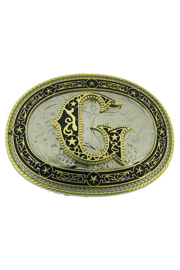 Initial G Belt Buckle American US Alphabet Monogram Letter Vintage Metal Rodeo