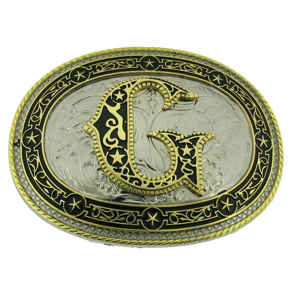 Initial G Belt Buckle American US Alphabet Monogram Letter Vintage Metal Rodeo