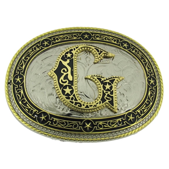 Initial G Belt Buckle American US Alphabet Monogram Letter Vintage Metal Rodeo