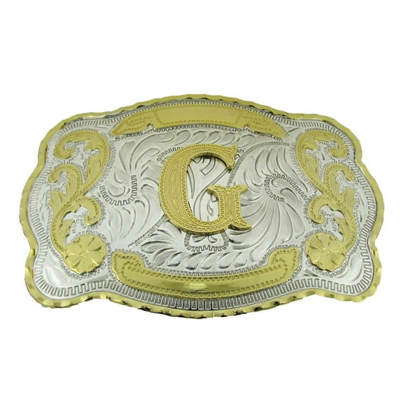 Initial G Belt Buckle Letter G alphabet G Western Cowboy cowgirl rodeo Men Big