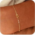 thumbnail image 1 of Initial Gold Bracelets for Women Trendy, Dainty 14K Gold Plated Letter Charm Bracelet Cute Jewelry Simple Monogram Bracelets Fashion Gifts for Women, 1 of 6