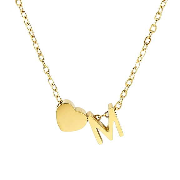 Initial Heart Necklace for Women, 14K Gold Plated Stainless Steel A-Z Letter Pendant Necklace, Dainty Tiny Heart Monogram Necklace Personalized Name Necklace Gift Jewelry