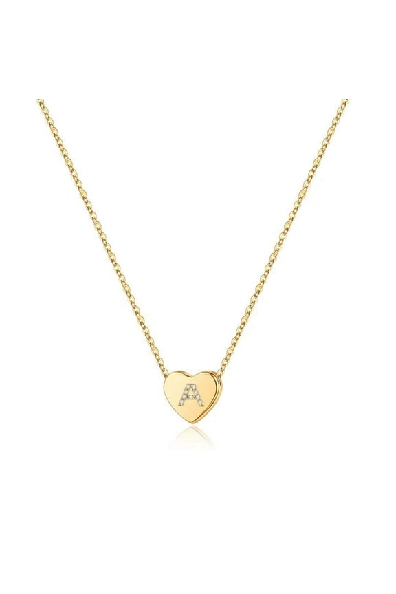 Initial Heart Necklace for Women Dainty Cubic Zirconia Initial Heart Pendant Necklace for Women Jewelry Gifts