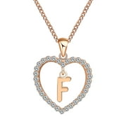 Initial Heart Pendant Necklaces for Women Girls Fashion Jewelry 26 Letter A-Z Love Heart Gold Plated Choker Necklace Gift