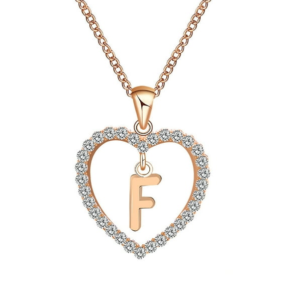 Initial Heart Pendant Necklaces for Women Fashion Jewelry 26 Letter A-Z Love Heart Gold Plated Choker Necklace Gift