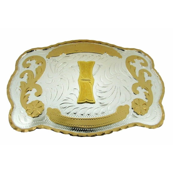 Initial (I) Belt Buckle Letter Monogram Rodeo Cowboy Texas Fashion Costume Large
