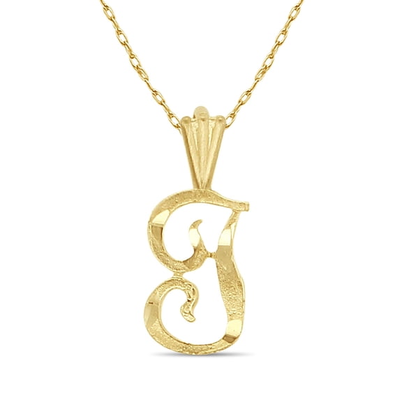 Initial 'J' Gold Necklace 14k Yellow Gold