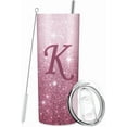 thumbnail image 1 of Initial K Tumbler Cup Gifts, Monogrammed Gifts for Women, Personalized Tumblers with Lids and Straws for Women 20oz, Personalized Gifts for Girls Women Mom Teacher Birthday Wedding Graduation, K-Pink, 1 of 6