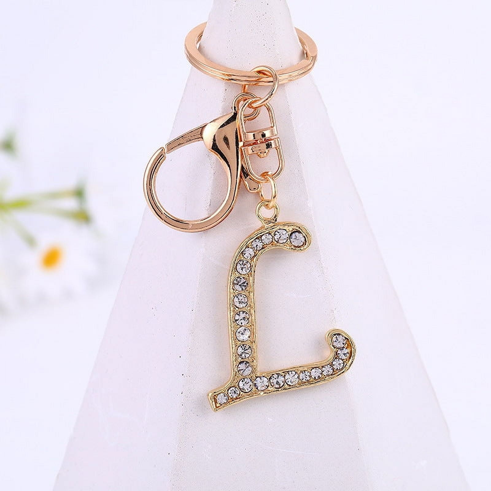 Initial Key Ring Personalized Metal Alloy Letter Keychain with Diamond Inlay for Bags Cars and Keys Stylish Accessory Alphabet Key Buckle