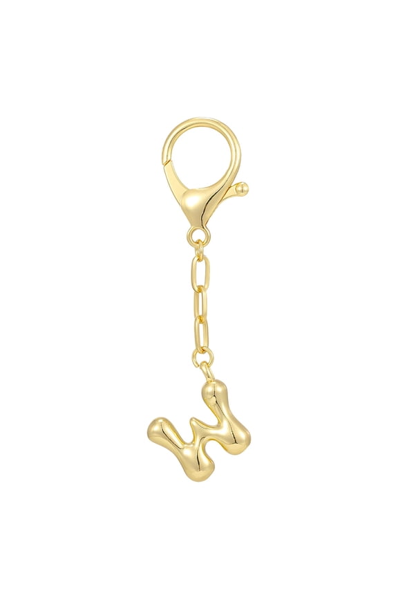 Initial Keychains for Women Gold Fashion Charm Letter Key Chain, 14K Gold Plated Copper Bubble Alphabet Key Ring for Bag Purses Backpack Accessories