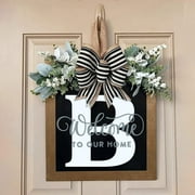 Initial Last Name Year Round Front Door Wreath 2023 New 16" Welcome Sign Garland Personalized Creative 26 Letter Farmhouse Wreath