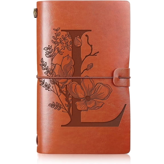 Initial Leather Travel Journal Monogrammed Notebook Personalized