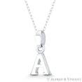 thumbnail image 1 of Initial Letter "A" 20x10x3mm (0.8in x 0.4in x 0.12in) Charm 3D Pendant & Chain Necklace in .925 Sterling Silver, 1 of 1