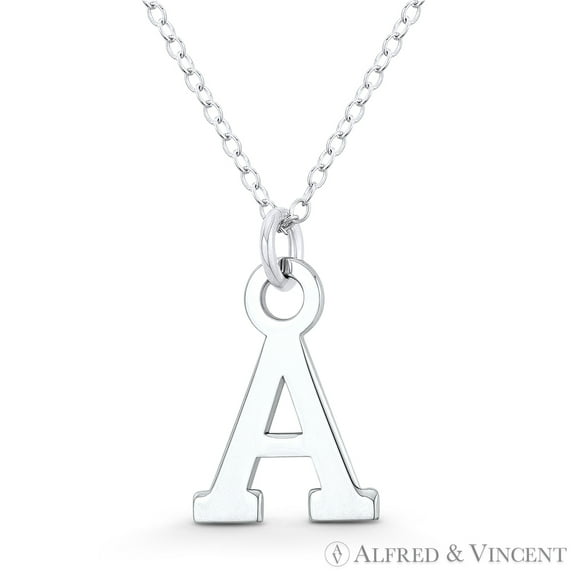 Initial Letter "A" 20x13mm (0.8in x 0.5in) Charm Pendant in .925 Sterling Silver