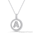 thumbnail image 1 of Initial Letter "A" Cubic Zirconia CZ Crystal Pave Pendant in .925 Sterling Silver w/ Rhodium, 1 of 1
