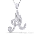 thumbnail image 1 of Initial Letter "A" Cursive Script Cubic Zirconia CZ Crystal Pendant in .925 Sterling Silver w/ Rhodium, 1 of 1