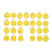 Initial Letter AZ Alphabet Enamel Charms Flat Round Disc Double Sided Charms Golden Plated Enamelled Sequins Alloy Charms Gold 14x12x2mm