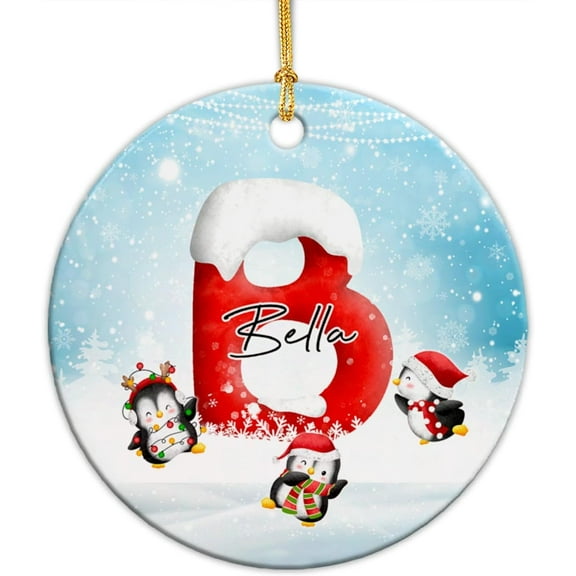Initial Letter B Christmas Ceramic Ornament 2025, Custom Monogram B Xmas Ornament Gifts for Family Friends, Personalized Monogram Name, Christmas Tree Decor, Initial Letter B Ornament yfZHuA
