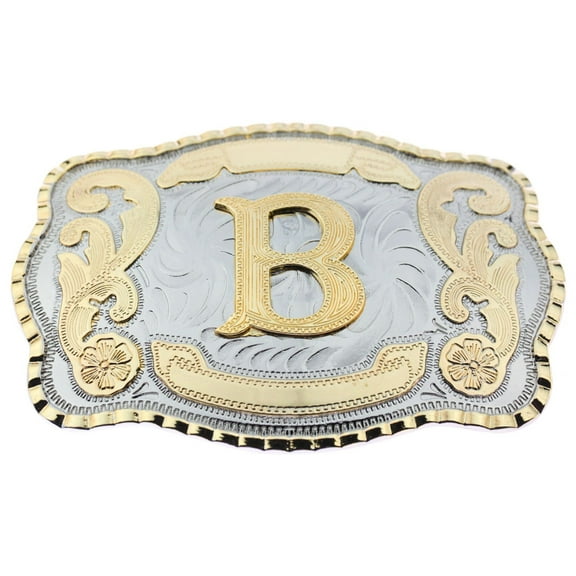 Initial Letter "B" Cowboy Rodeo Western Large Gold Tone Belt Buckle