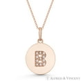 thumbnail image 1 of Initial Letter "B" Cubic Zirconia Crystal Round Disc Pendant in Solid 14k Rose Gold, 1 of 1