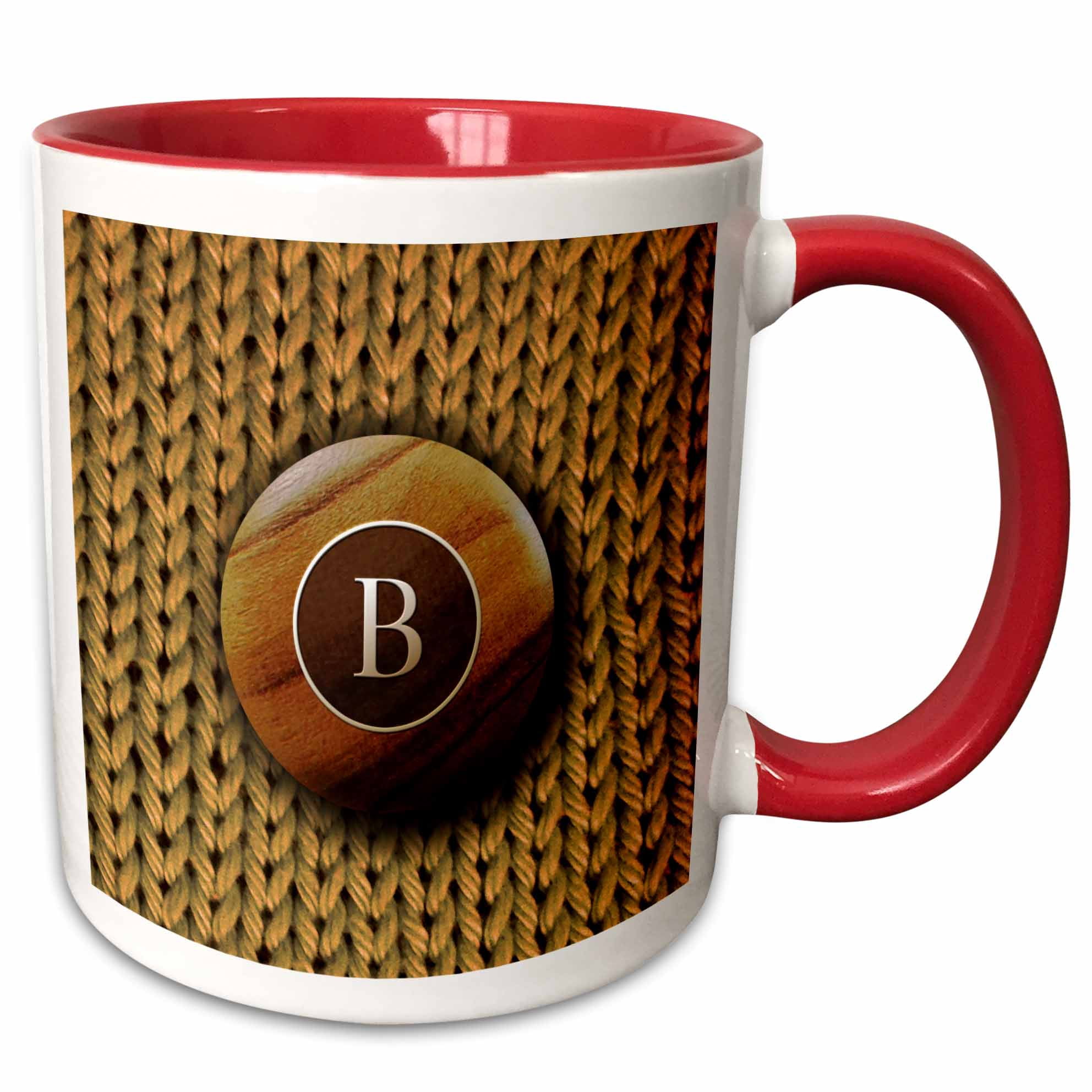 3drose Button 3drose, Initial Letter B- Image of Hand Knitting with Monogram Wooden ...