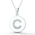 thumbnail image 1 of Initial Letter "C" Cubic Zirconia CZ Crystal 27x18mm (1.1"x0.7") Circle Pendant & Chain Necklace in .925 Sterling Silver w/ Rhodium, 1 of 1