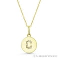 thumbnail image 1 of Initial Letter "C" Cubic Zirconia Crystal Round Disc Pendant in Solid 14k Yellow Gold, 1 of 1