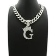 thumbnail image 1 of Initial Letter Charm Cuban Dog Cat Pet Puppy Silver Plated Collar Chain Necklace, 1 of 9