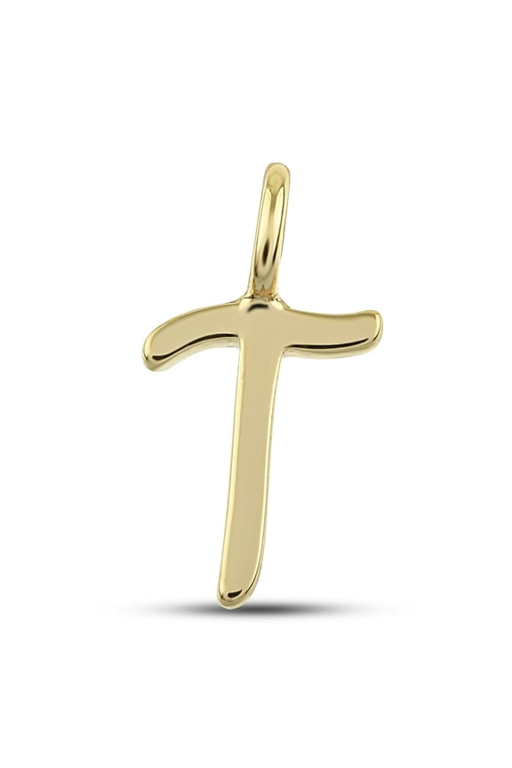 Initial Letter Charms - Yellow Gold Plated T Letter - Mini Alphabet Charms for Bracelet, Necklace - Small Pendants for Custom Jewelry - Name Charms Gift for Women