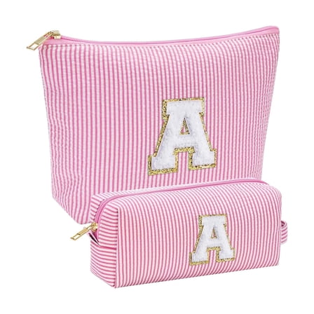 Initial Letter Cosmetic Bag For Girls Travel Toiletry Organizer Pouch Teacher Student Present