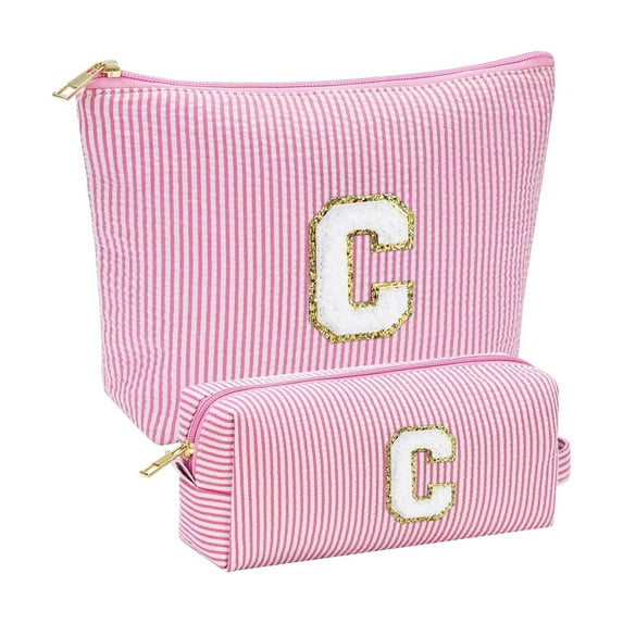 Initial Letter Cosmetic Bag For Girls Travel Toiletry Organizer Pouch Teacher Student Present