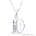 thumbnail image 1 of Initial Letter "D" Cubic Zirconia CZ Crystal Charm 24x13mm (0.9in x 0.5in) Pendant & Chain Necklace in .925 Sterling Silver, 1 of 1