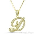 thumbnail image 1 of Initial Letter "D" Cursive Script Cubic Zirconia CZ Crystal Pendant in .925 Sterling Silver w/ 14k Yellow Gold, 1 of 1