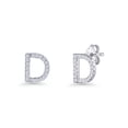 thumbnail image 1 of Initial Letter D Stud Earrings Cubic Zirconia 925 Sterling Silver 6.5mm, 1 of 6