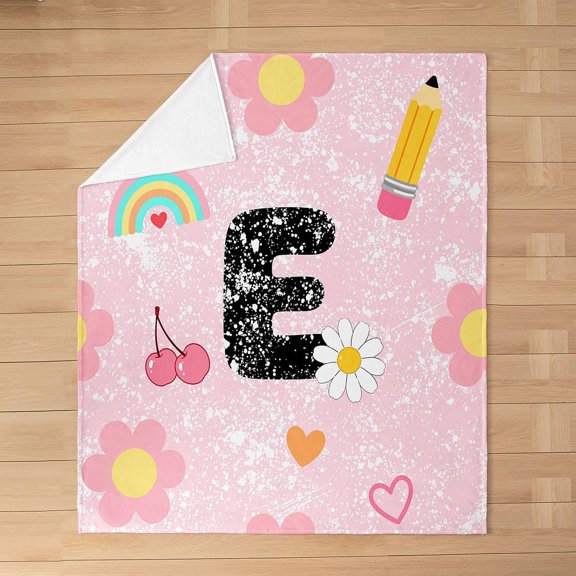 Initial Letter E Flannel Throw Blanket for Couch Bed Sofa 30" x 40"