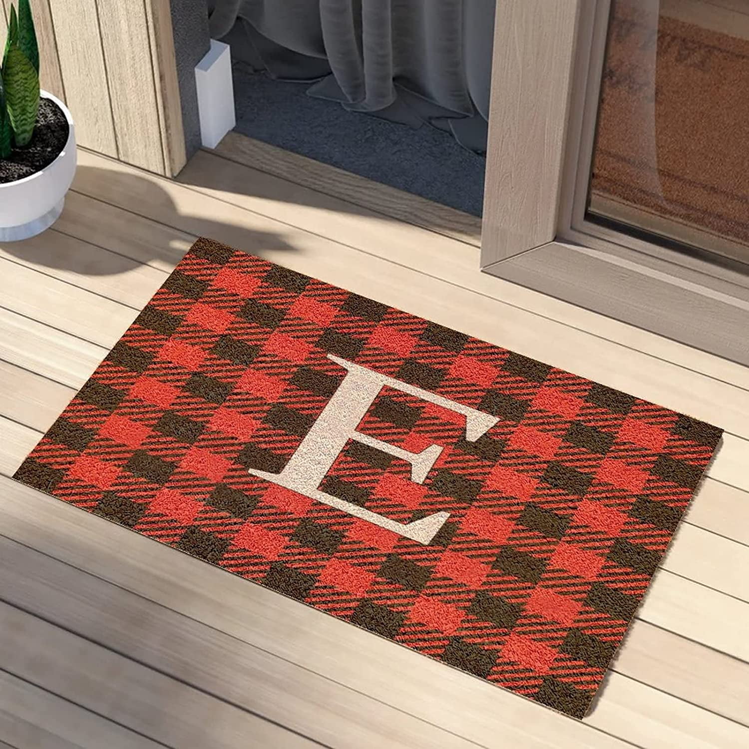Initial Letter E Doormat Easy to Clean English Alphabet