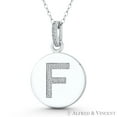 thumbnail image 1 of Initial Letter "F" Cubic Zirconia CZ Crystal 28x18mm (1.1"x0.7") Circle Pendant & Chain Necklace in .925 Sterling Silver w/ Rhodium, 1 of 1