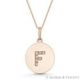 thumbnail image 1 of Initial Letter "F" Cubic Zirconia Crystal Round Disc Pendant in Solid 14k Rose Gold, 1 of 1