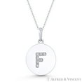 thumbnail image 1 of Initial Letter "F" Cubic Zirconia Crystal Round Disc Pendant in Solid 14k White Gold, 1 of 1