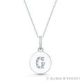thumbnail image 1 of Initial Letter "G" Cubic Zirconia Crystal Round Disc Pendant in Solid 14k White Gold, 1 of 1