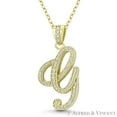 thumbnail image 1 of Initial Letter "G" Cursive Script Cubic Zirconia CZ Crystal Pendant in .925 Sterling Silver w/ 14k Yellow Gold, 1 of 1