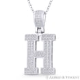 thumbnail image 1 of Initial Letter "H" Block Script Cubic Zirconia CZ Crystal Pendant in .925 Sterling Silver w/ Rhodium, 1 of 1